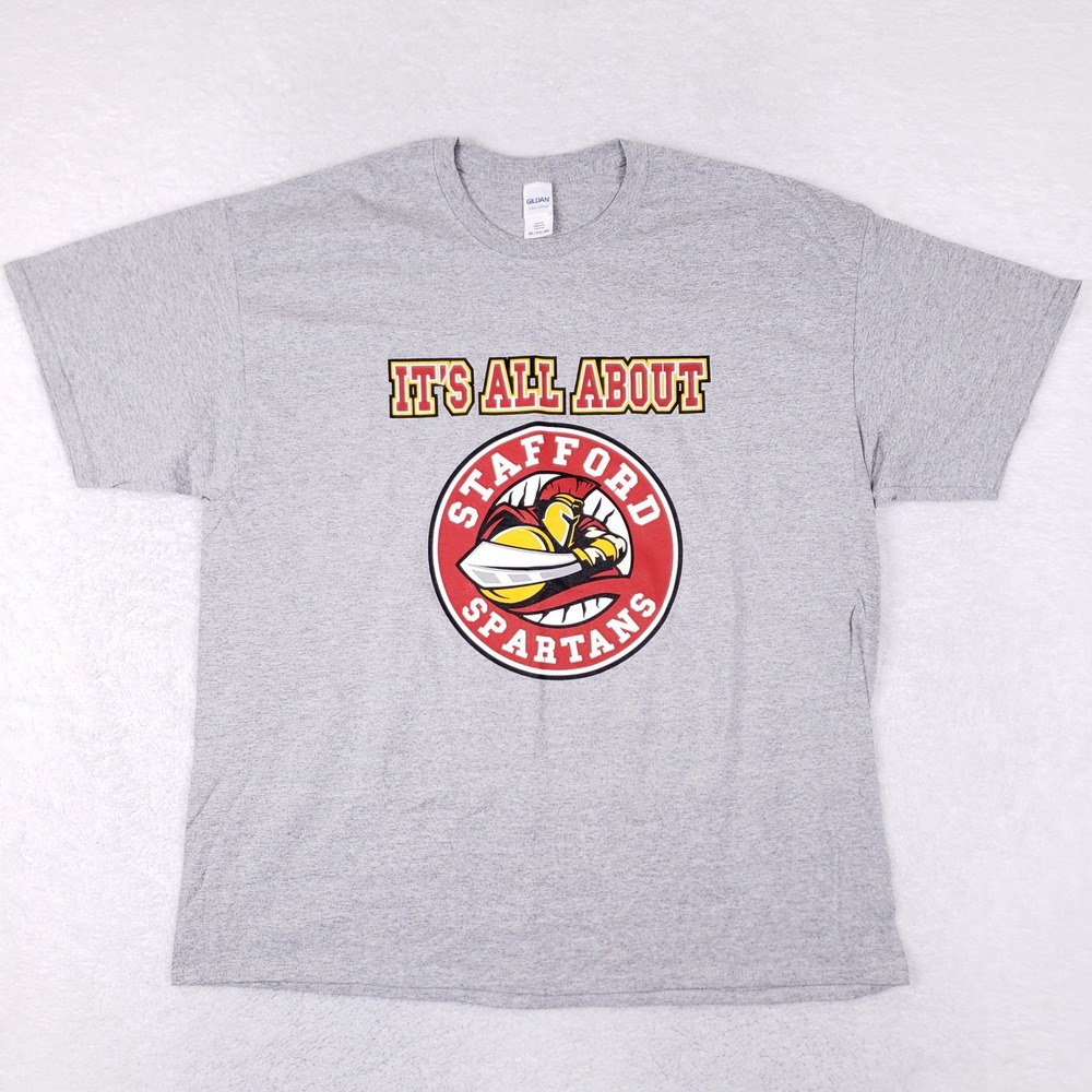 Gildan T-Shirt Stafford Spartans Graphic Men 2XL Gray School Spirit Sport Teeโ